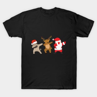 santa pug reindeer dabbing for christmas T-Shirt